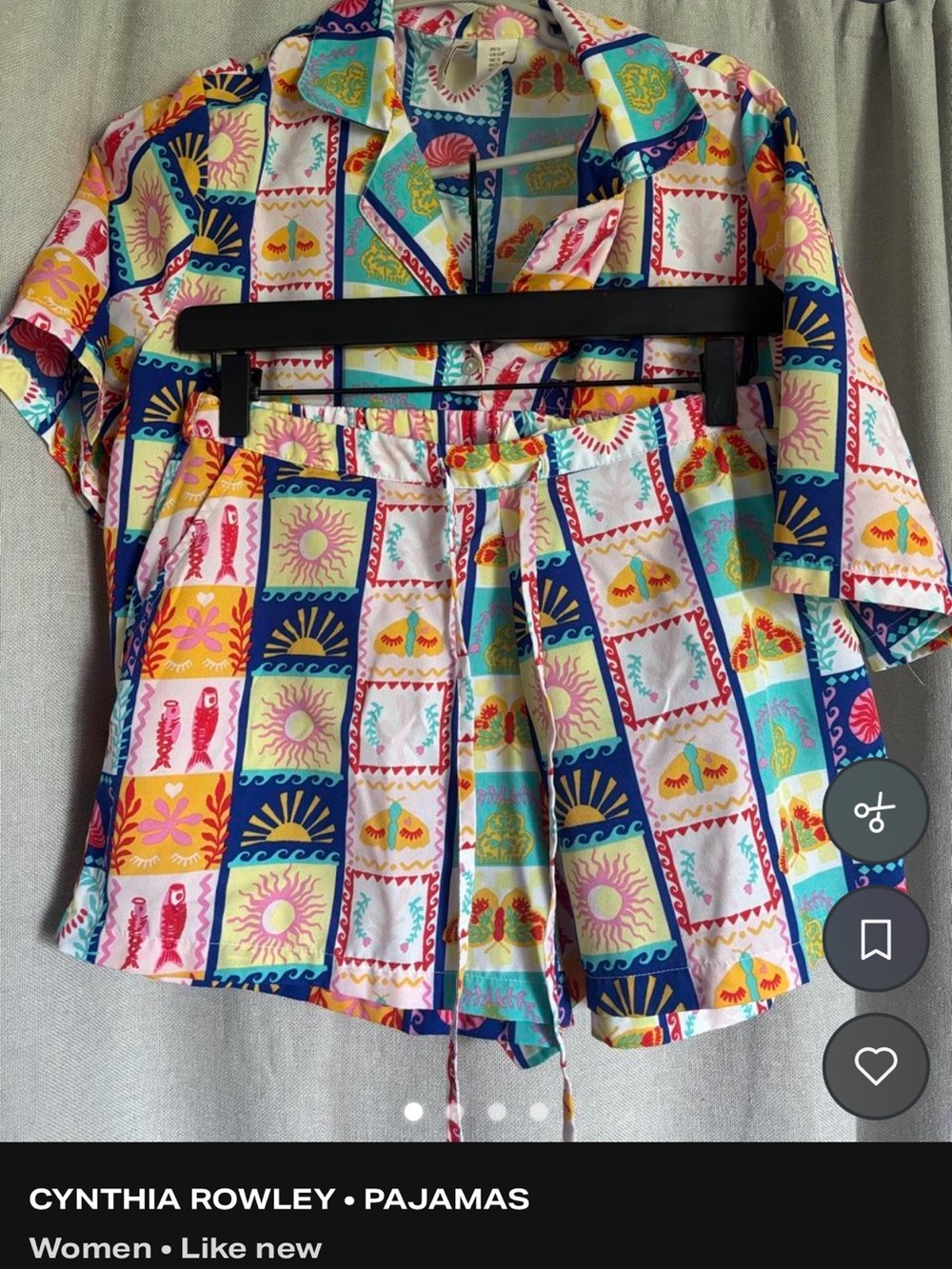 Cynthia Rowley High-Waist Patchwork Print Shorts in Pink, Yellow & Blue